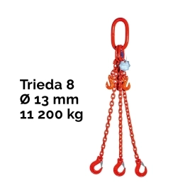 Třípramenný řetězový vazák, oko-3 hák, zkracovač, Nosnost 11 200/8 000 kg, G8-13, Certifikát